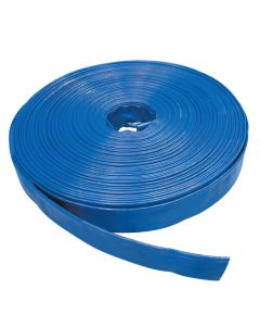 Blue PVC Layflat hose, 65 mm ID / 2.5" ID. Sold in custom lengths by the metre.