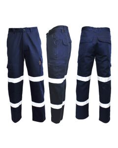 Navy Taped Cargo Drill Trousers - 87R