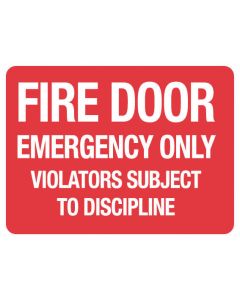 Fire Sign - Fire Door Emergency Only 300 x 225 mm SA