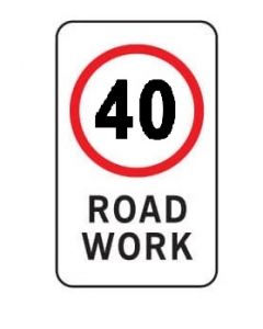 40 Km/h Road Work Regulatory Sign - 450 x 900 mm