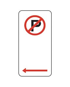 No Parking Sign With Left Arrow 225 x 450mm