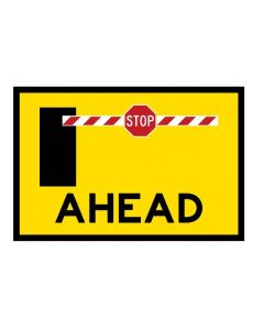 Portaboom Ahead Boxed Edge Road Sign, 900 x 600mm
