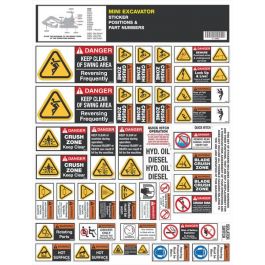 Mini Excavator Safety Sticker Set | Jaybro